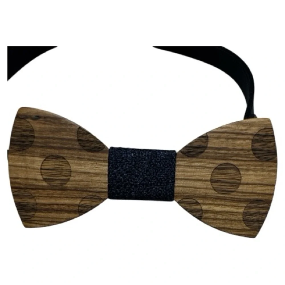 WoWTies Wooden Bow Tie Polka Dot Adjustable Strap